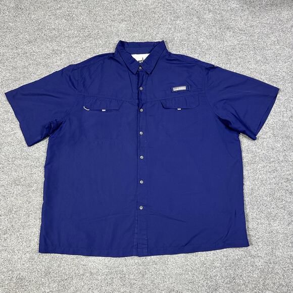 Habit Blue Short Sleeve Button Front Outdoor UPF 40+ Fishing Shirt Size 3XL - Picture 1 of 7